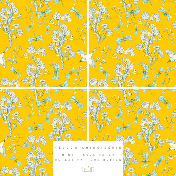 Yellow Chinoiserie - MINT Tissue Paper (3 Sheet Pack 13.8 x 13.8