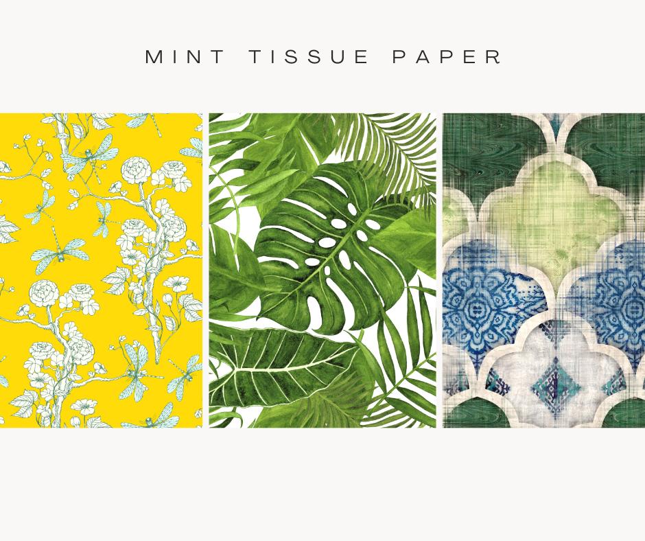 Yellow Chinoiserie - MINT Tissue Paper (3 Sheet Pack 13.8 x 13.8