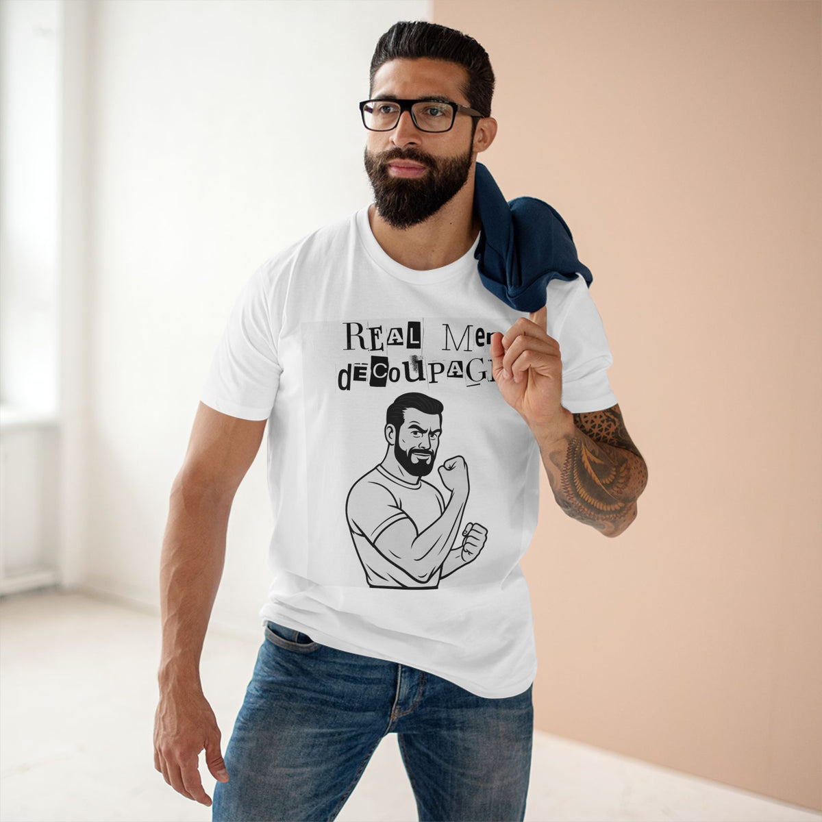 Men's Tee – "Real Men Decoupage" Graphic T-Shirt