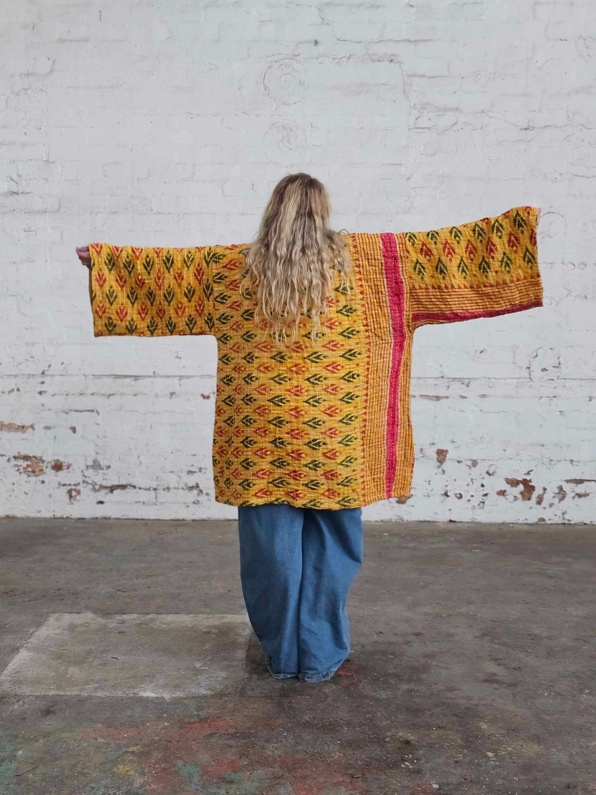 YELLOW ON YELLOW Vintage Kantha Kimono