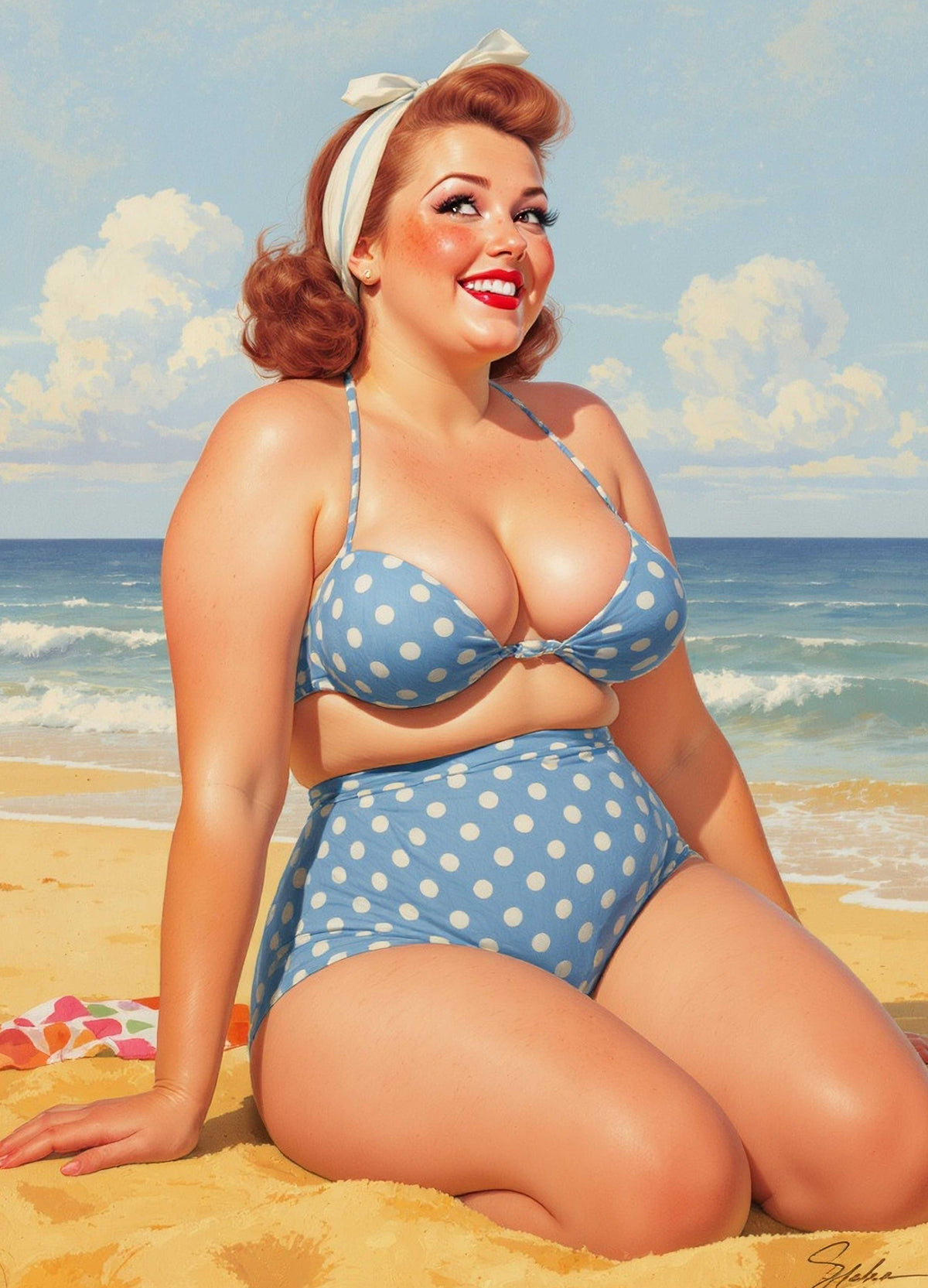 Blue Polka Dots - A1 size large Decoupage Paper