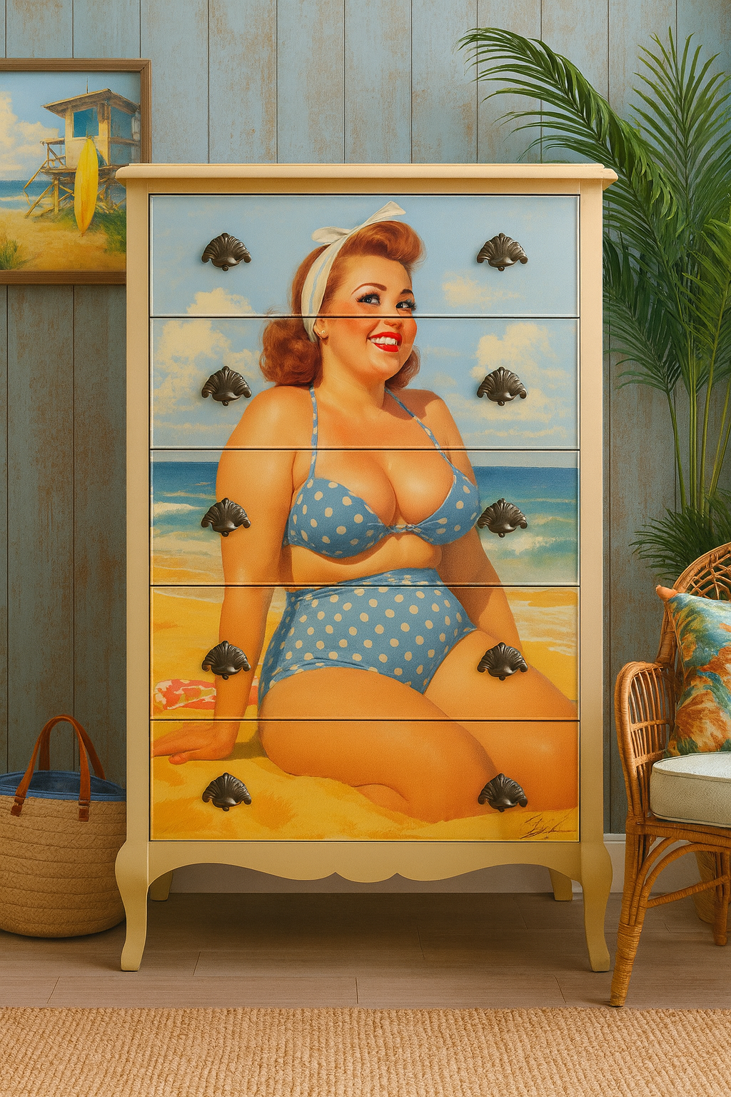 Blue Polka Dots - A1 size large Decoupage Paper