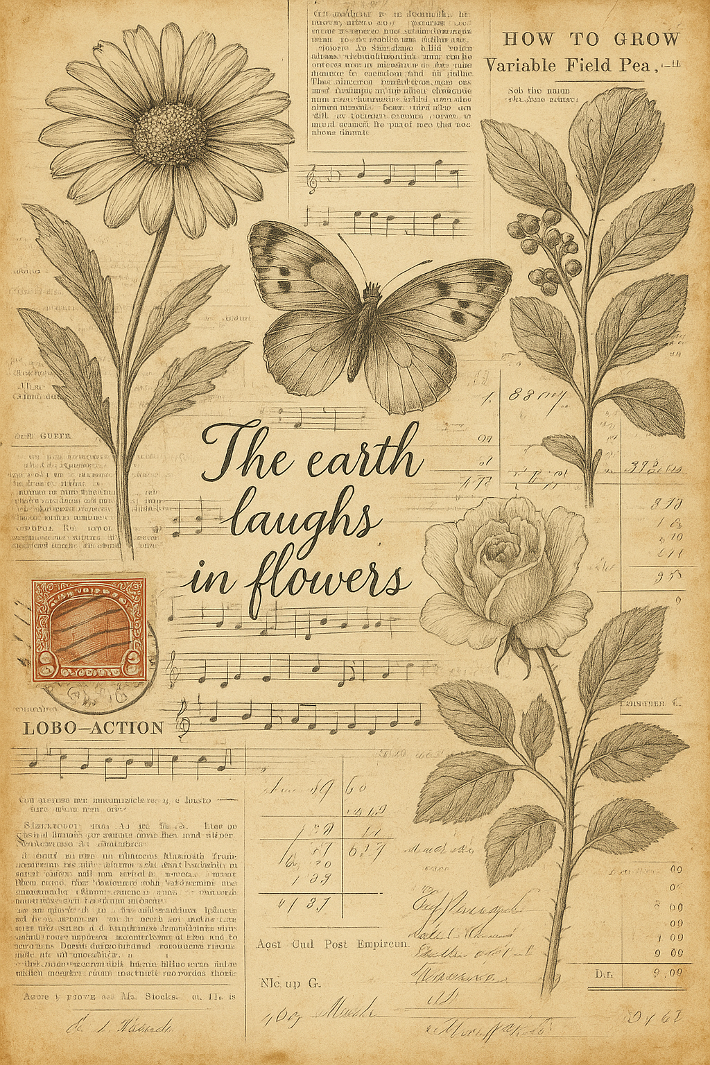 Botanical Illustration I - Mint Decoupage Paper