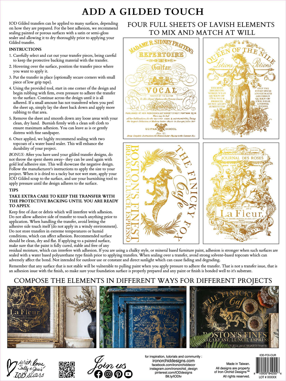 Curated Signage - IOD Gilded Transfers
