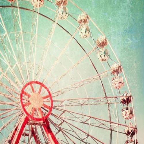 Ferris Wheel Mint Decoupage Paper  art  11.7 x 16.5 inches