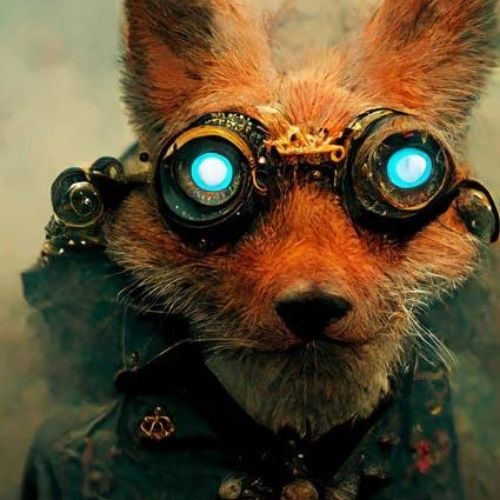 Future Fox - Mint Decoupage Paper art  11.7 x 16.5 inches