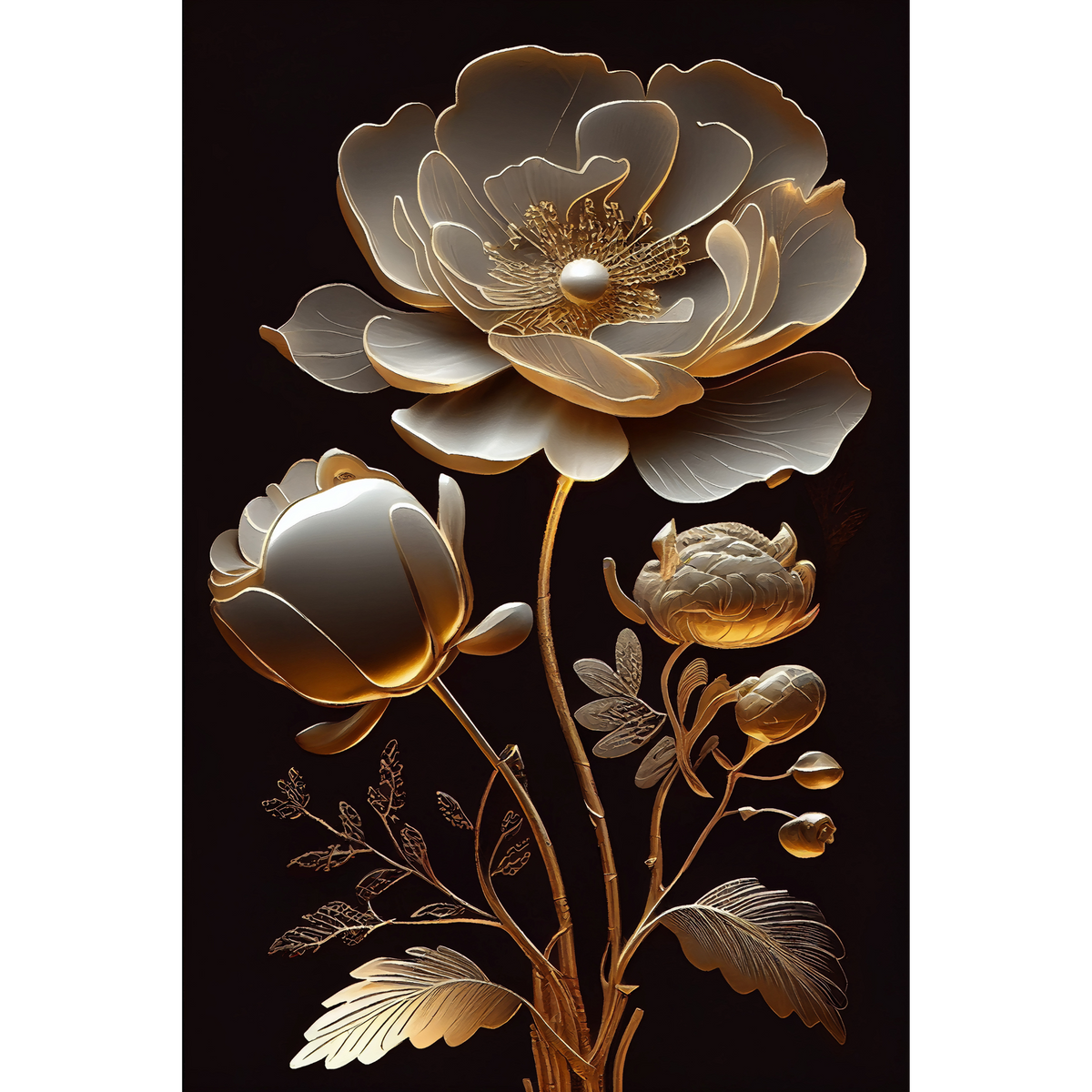 Golden Bloom 2 - Mint Decoupage Paper