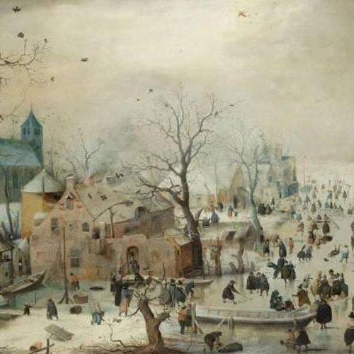 Ice Skating Mint Decoupage Paper art  11.7 x 16.5 inches