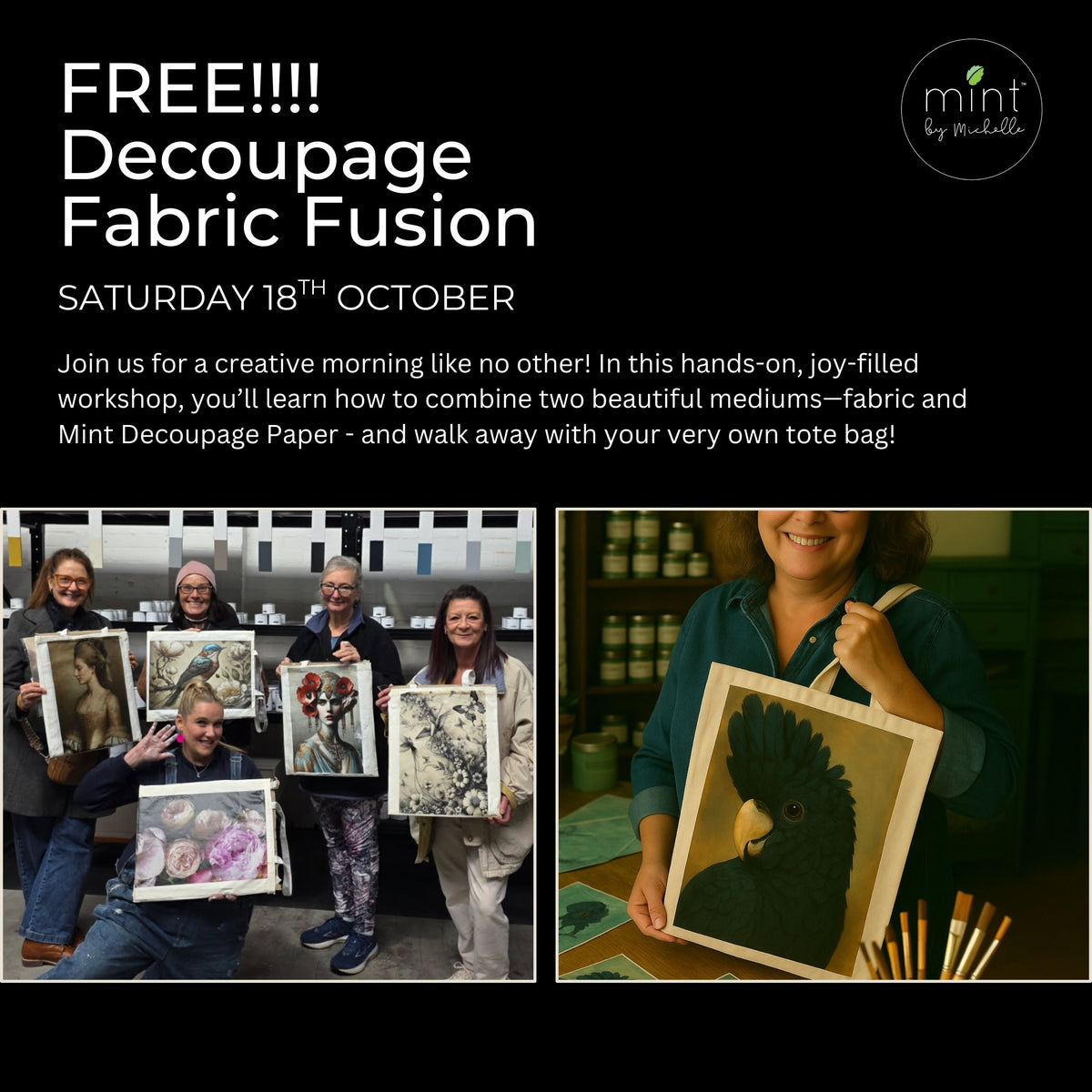 FREE! Decoupage &amp; Fabric Workshop