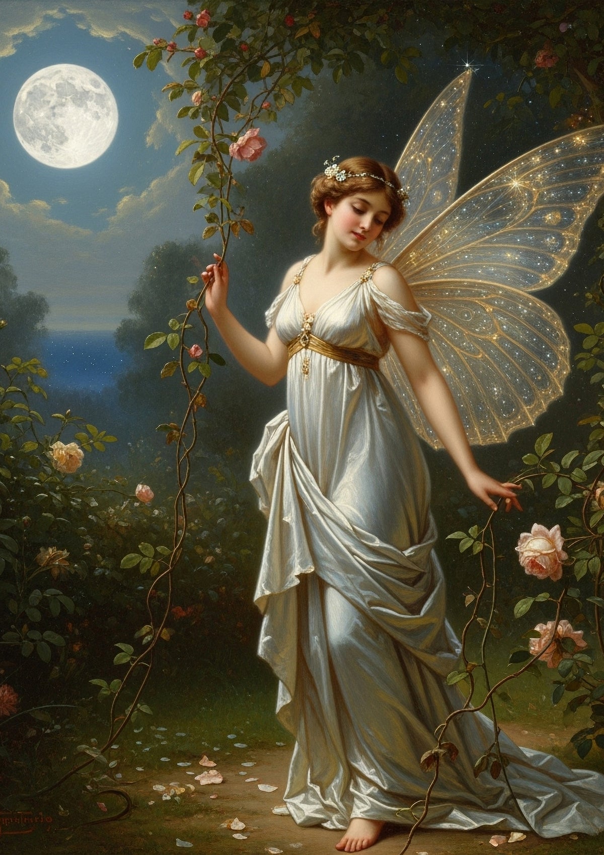 Moon Goddess - Mint Decoupage Paper