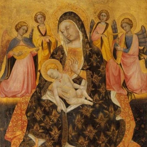 Mother & Child Mint Decoupage Paper art  11.7 x 16.5 inches