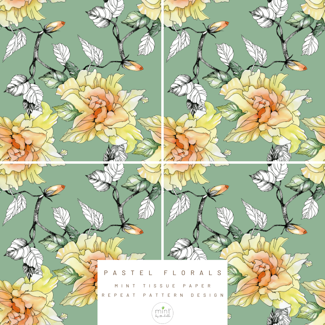 Pastel Florals - Mint Tissue Paper