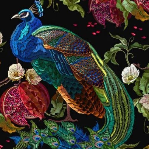 Peacock Mint Decoupage Paper art  11.7 x 16.5 inches