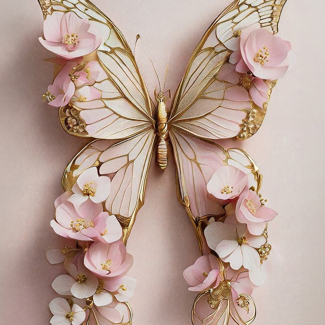 Pink Butterfly - Mint Decoupage Paper