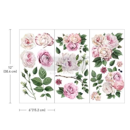 SMALL TRANSFERS – DELICATE ROSES – 3 SHEETS, 6″X12″