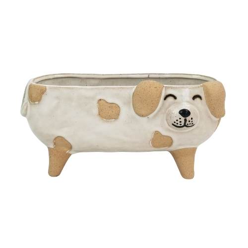 Plant Pot Sale Dog Planter White Lg 22x11cm