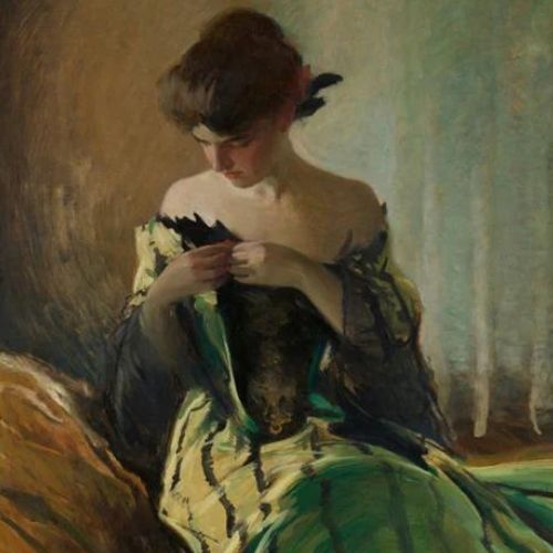 Study in Black & Green REVERSED Mint Decoupage Paper art  11.7 x 16.5 inches