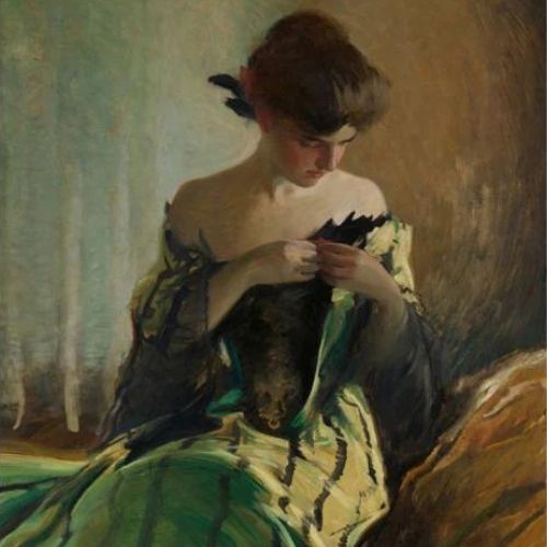 Study in Black & Green Mint Decoupage Paper  art  11.7 x 16.5 inches