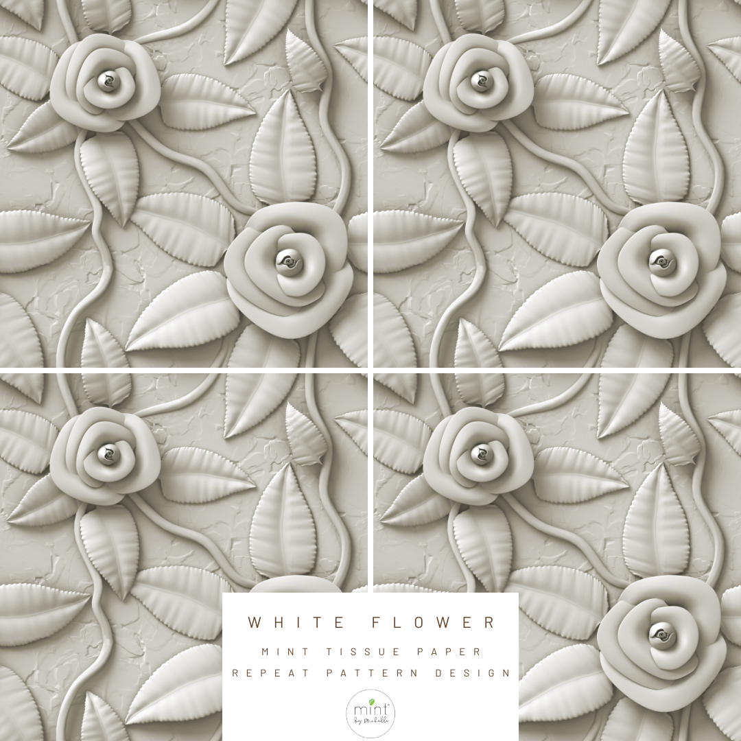 White Vintage Floral Pattern Decor Gender Neutral Wrapping Paper by  EyesofStyle