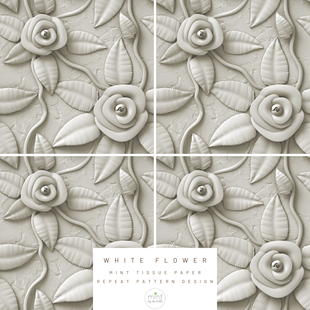 White Flower - Mint Tissue Paper