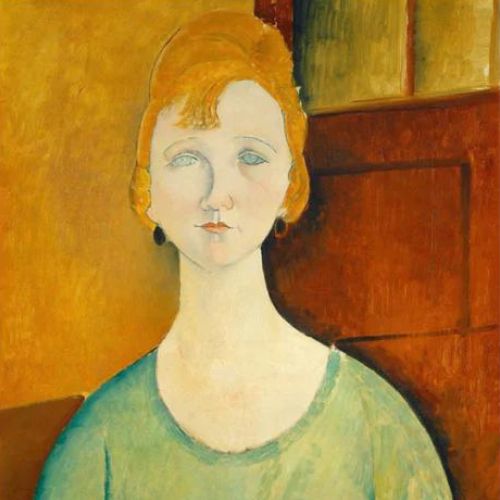 Woman In A Green Top Mint Decoupage Paper art  11.7 x 16.5 inches