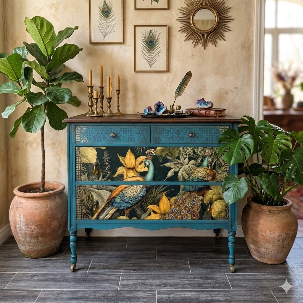 A Peacock Pair - Mint Decoupage Paper