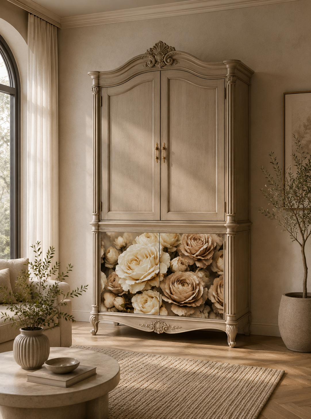 Antique Cream - Mint Decoupage Paper