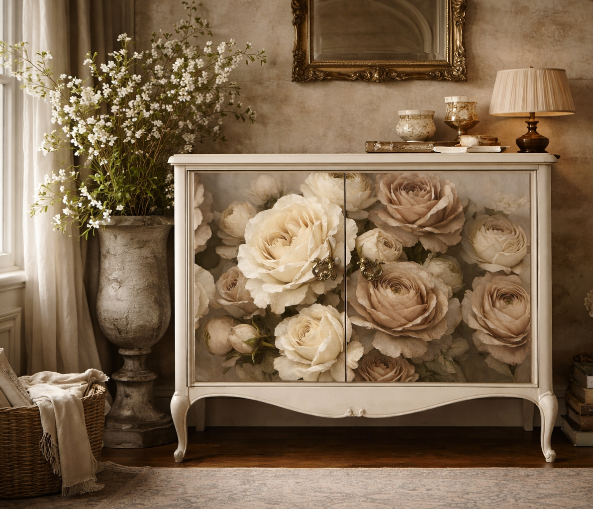 Antique Cream - Mint Decoupage Paper