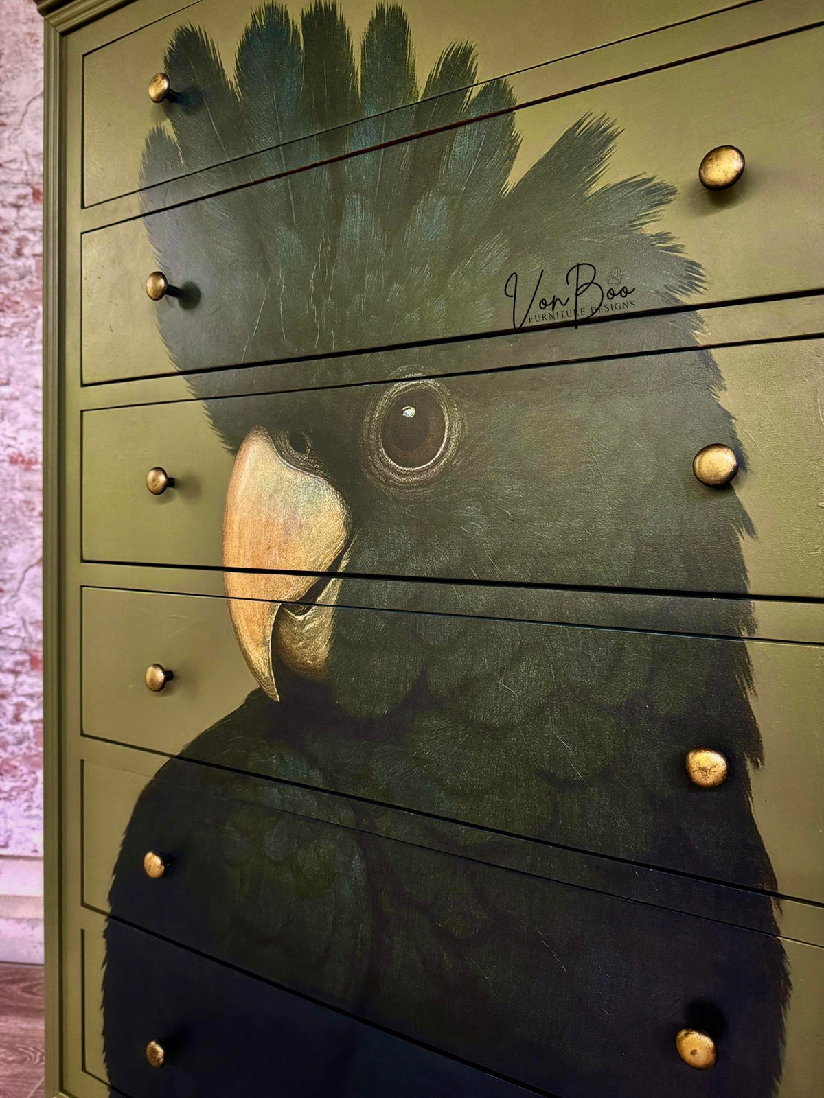 Black Cockatoo - Mint Decoupage Paper