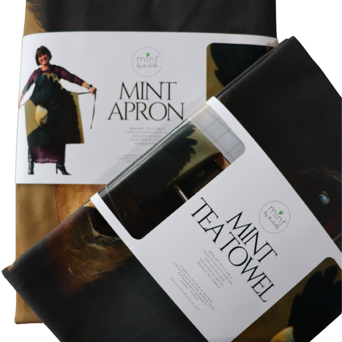Mint By Michelle BUNDLE - Black Cockatoo Apron & Tea Towel