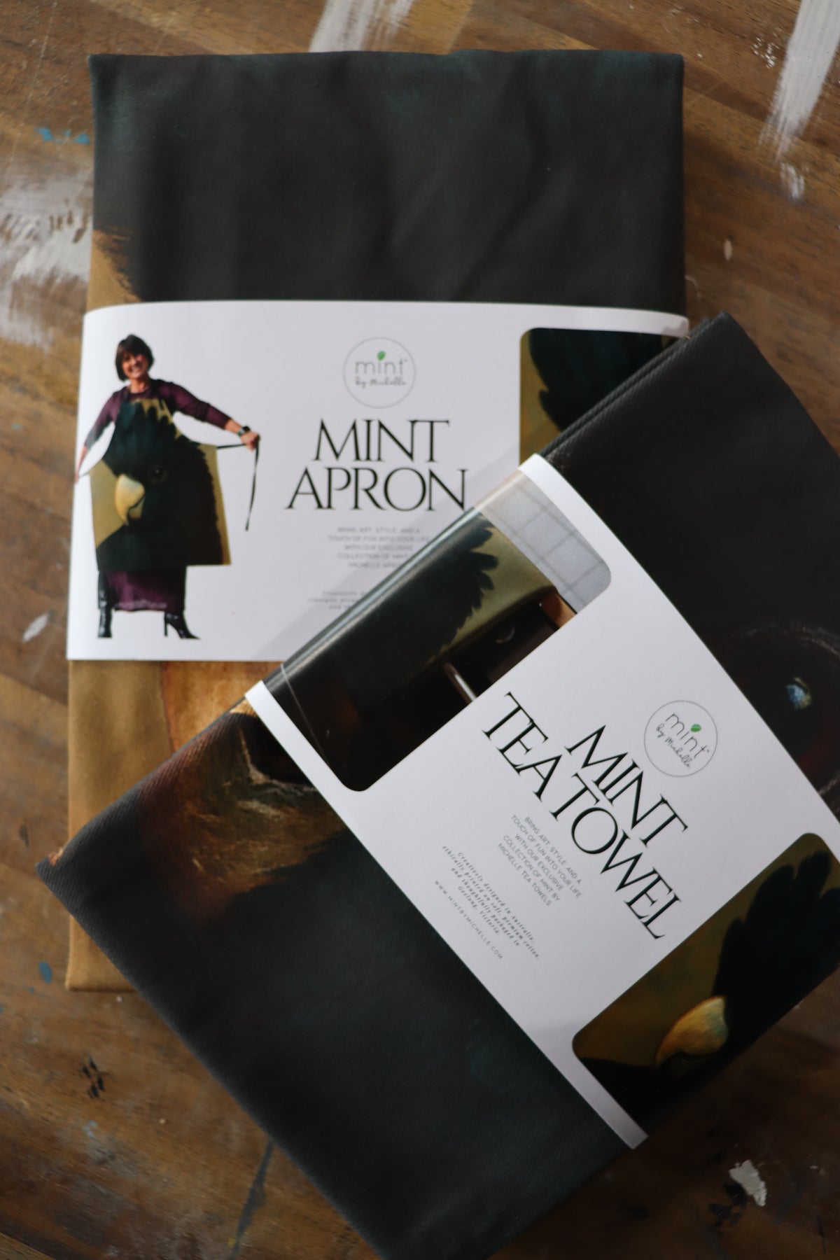 Mint By Michelle BUNDLE - Black Cockatoo Apron & Tea Towel