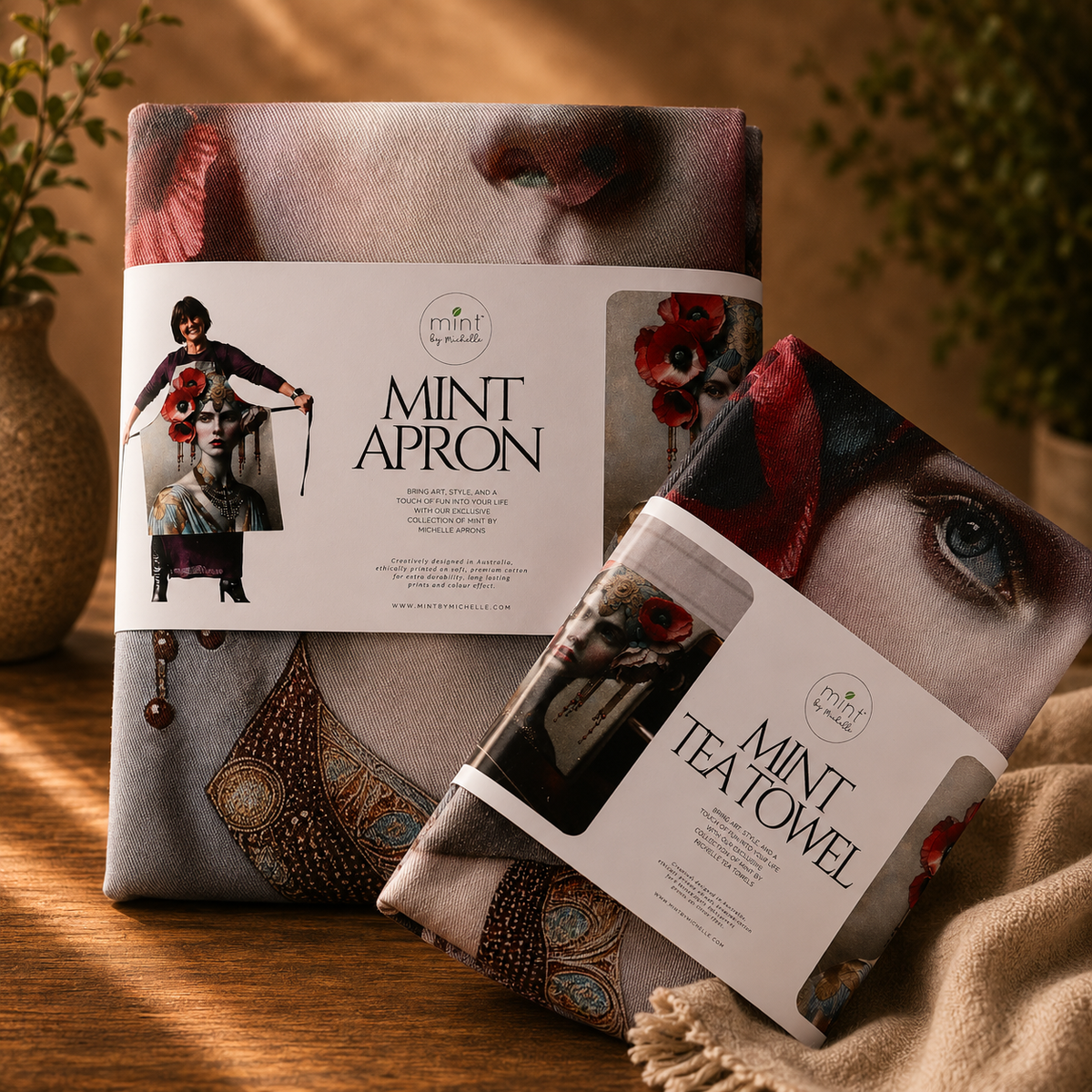 Mint By Michelle BUNDLE - Draped Apron & Tea Towel