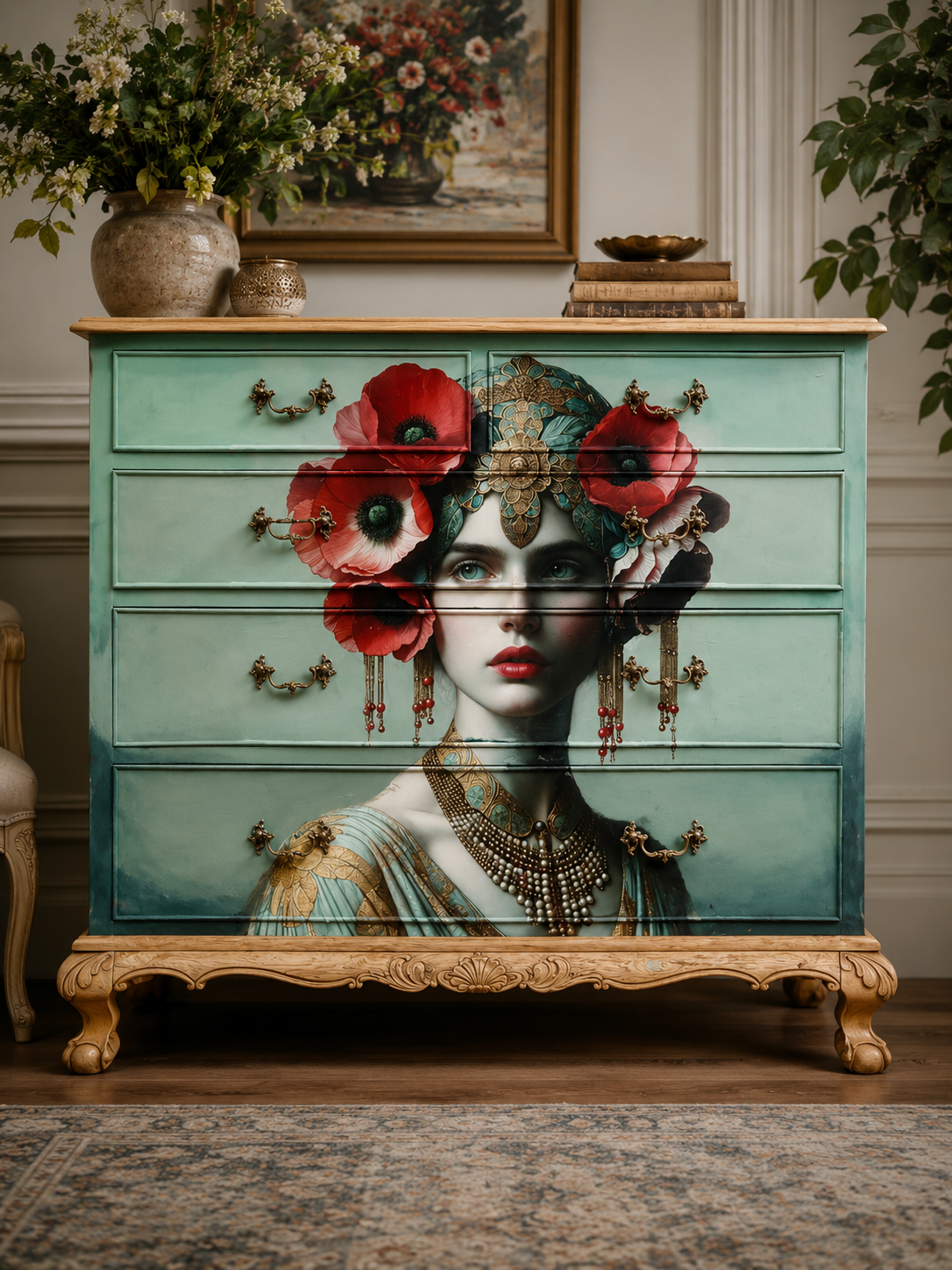 Draped - Mint Decoupage Paper