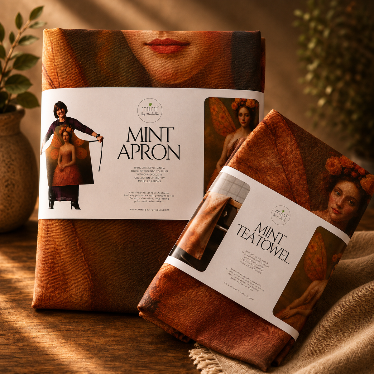 Mint By Michelle BUNDLE - Ethereal in Pink Apron & Tea Towel