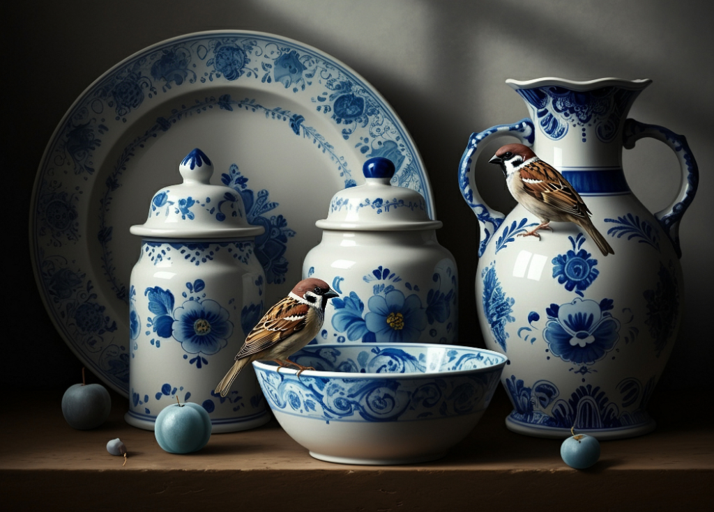 Feathers &amp; Plates - A1 size large Decoupage Paper