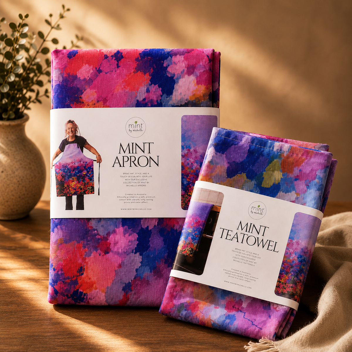 Mint By Michelle BUNDLE - Field of Mauve Apron & Tea Towel