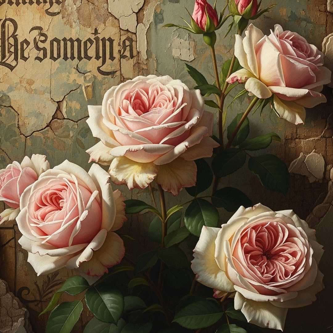 Gritty Roses - Mint Decoupage Paper