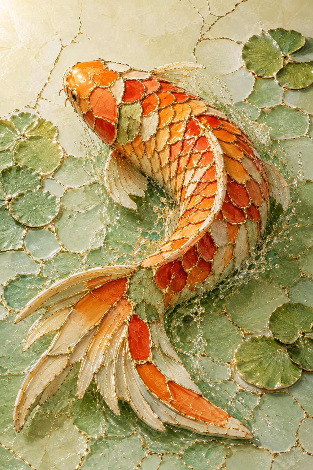 Koi - Mint Decoupage Paper