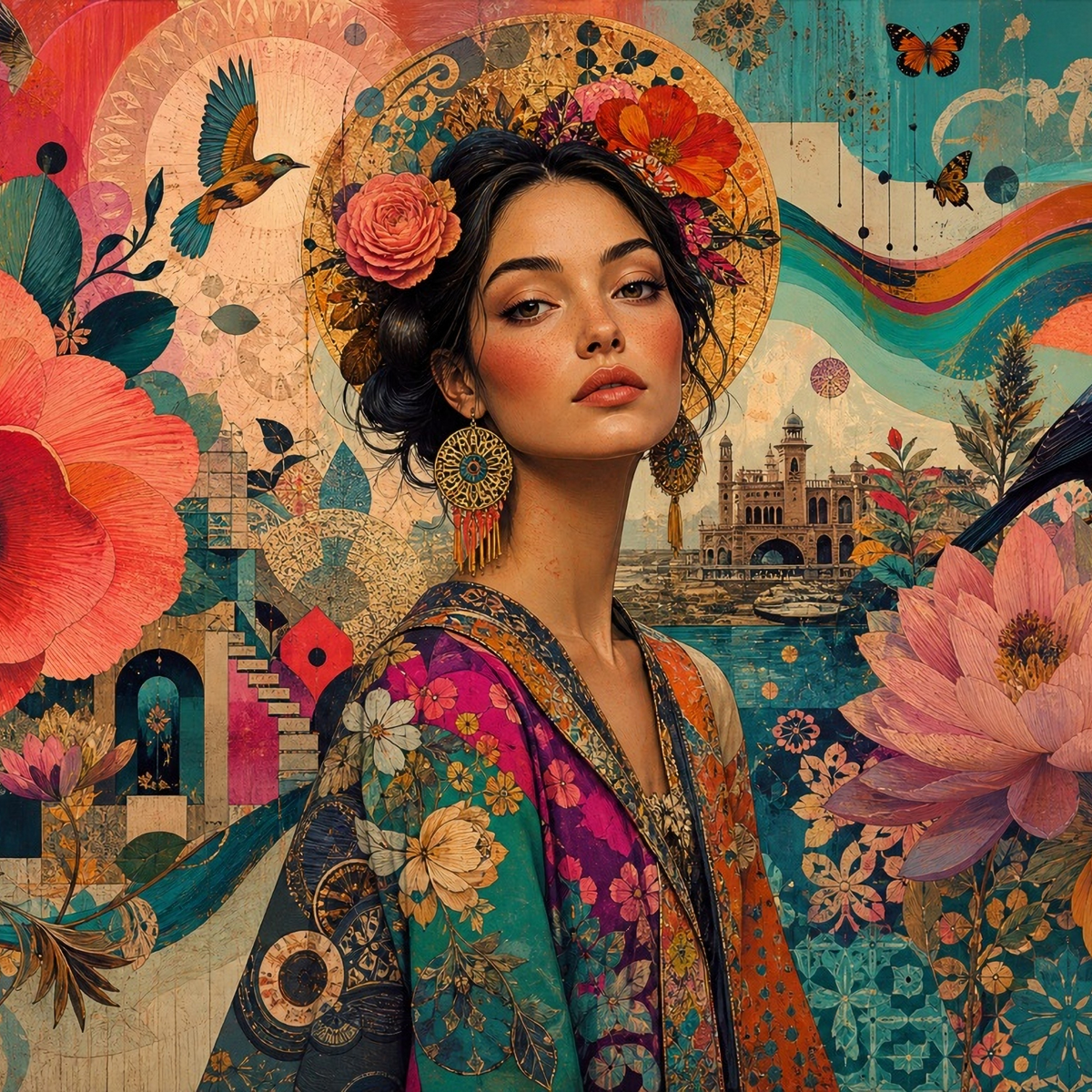 Painted Paradise- A1 size large Decoupage Paper