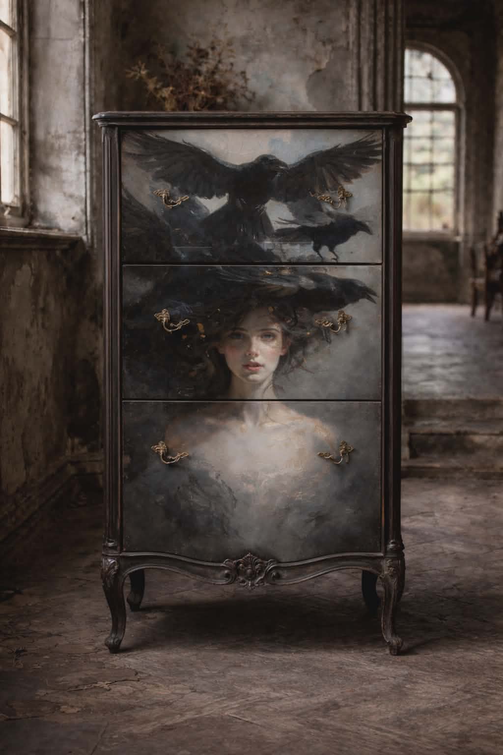 Ravens - Mint Decoupage Paper