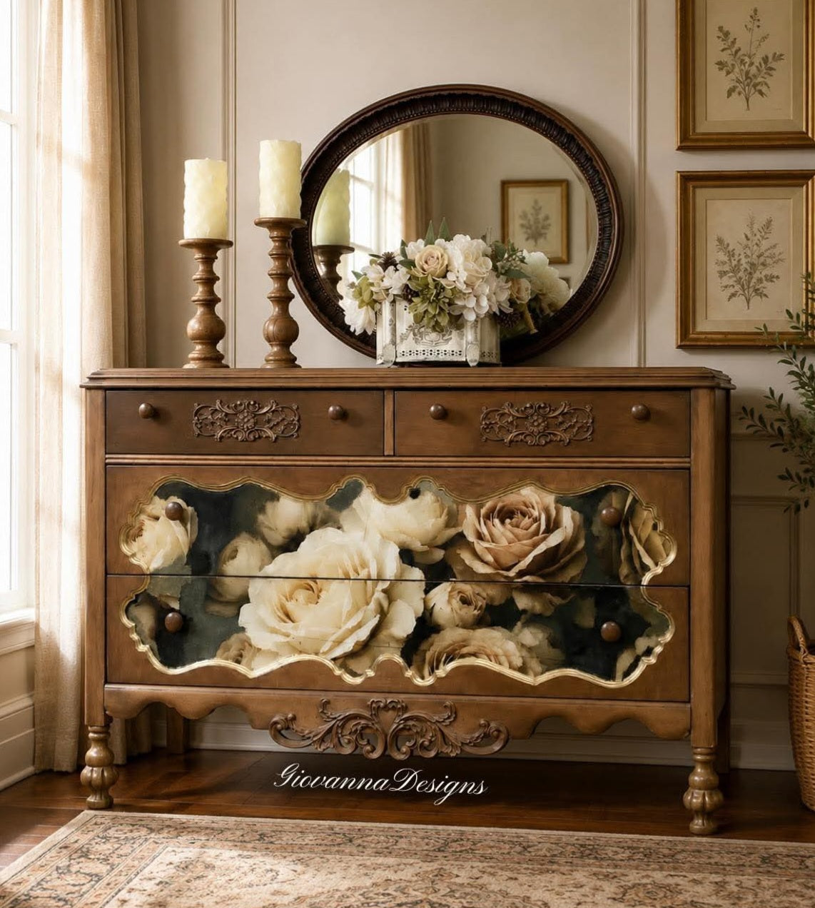Antique Cream - Mint Decoupage Paper