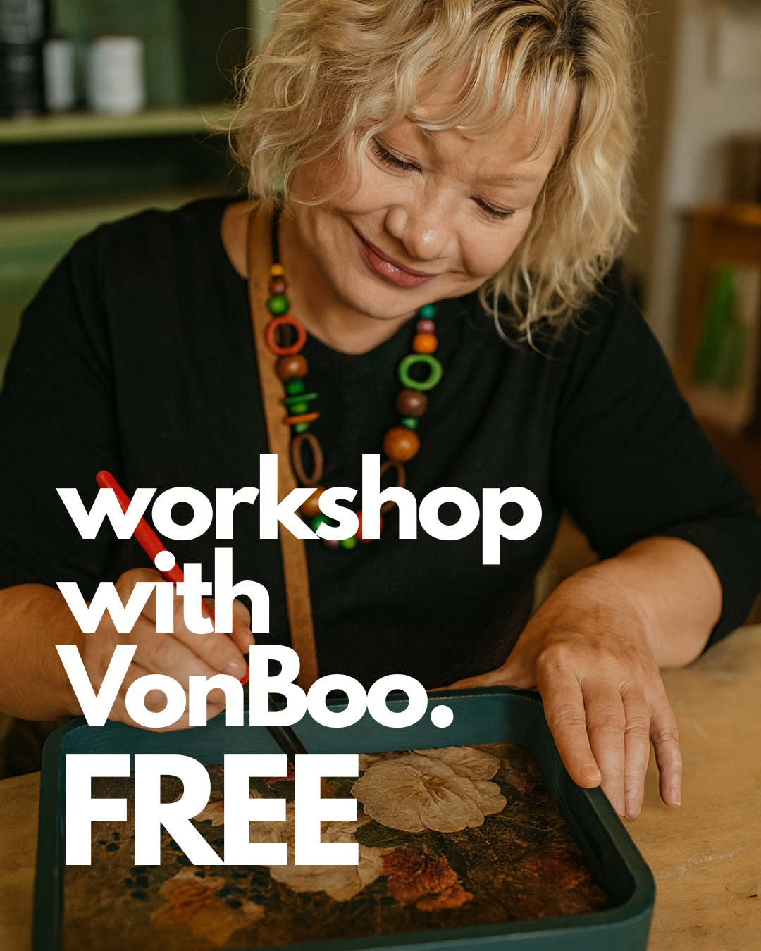 FREE decoupage a tray workshop with VONBOO!