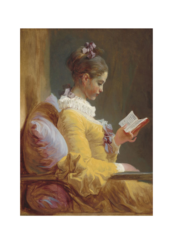 Young Girl Reading REVERSED Mint Decoupage Paper